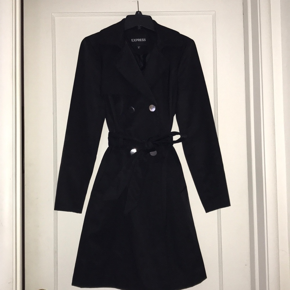Express Double-Breasted Trench Coat Black XS